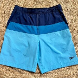 Speedo Men's Tri-Tone Blue Swim Trunks
